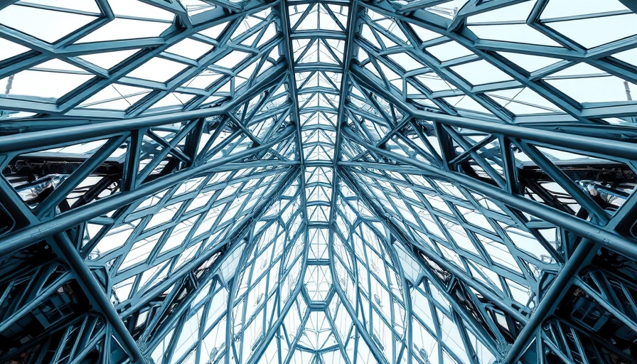 Intricate metal and glass framework resembling Sens-AI concept.