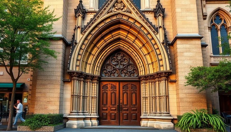 St. Paul the Apostle Church entrance with Gothic architecture in New York.