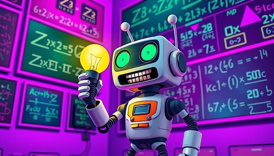 Playful robot with light bulb in cartoon style, LLMs complex reasoning