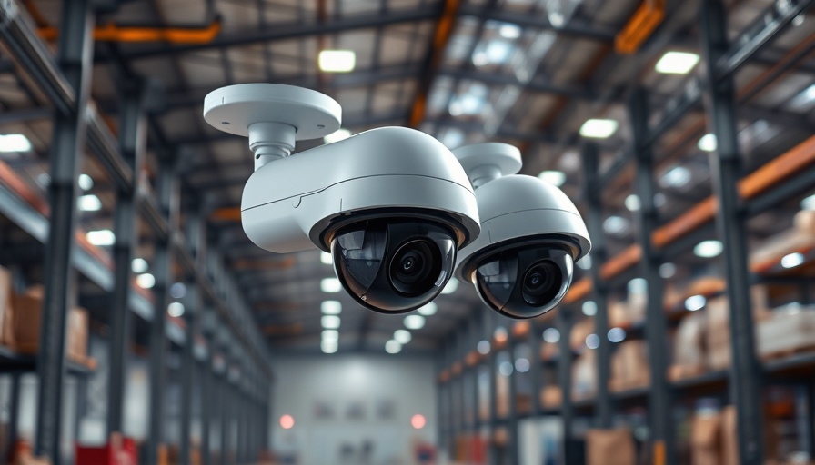AI video surveillance cameras in warehouse enhancing security.