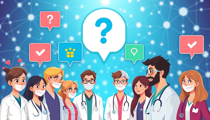 Illustration of AI communication in healthcare with medical avatars.