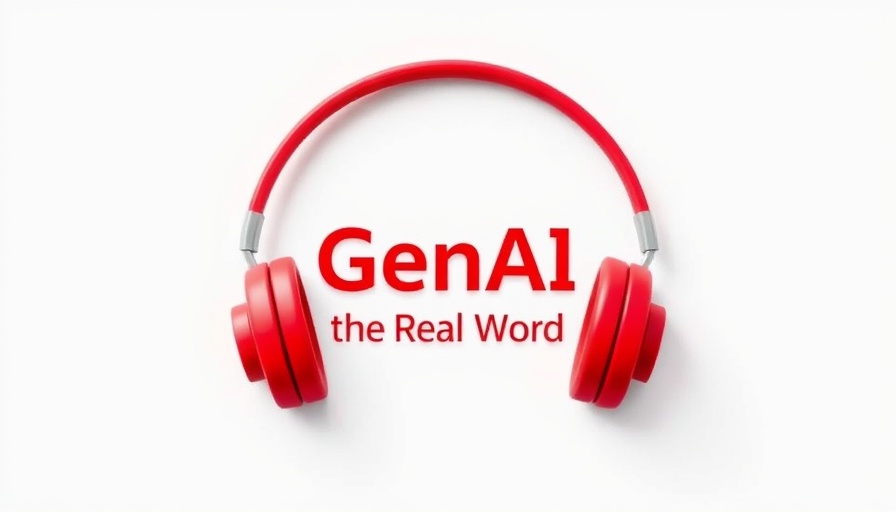 Generative AI Applications for Audio graphic with red headphones.