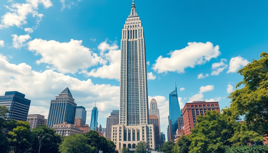 Art deco skyscraper in city backdrop for June news roundup.