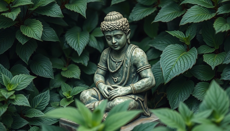 Elizabeth Street Garden statue surrounded by lush greenery.