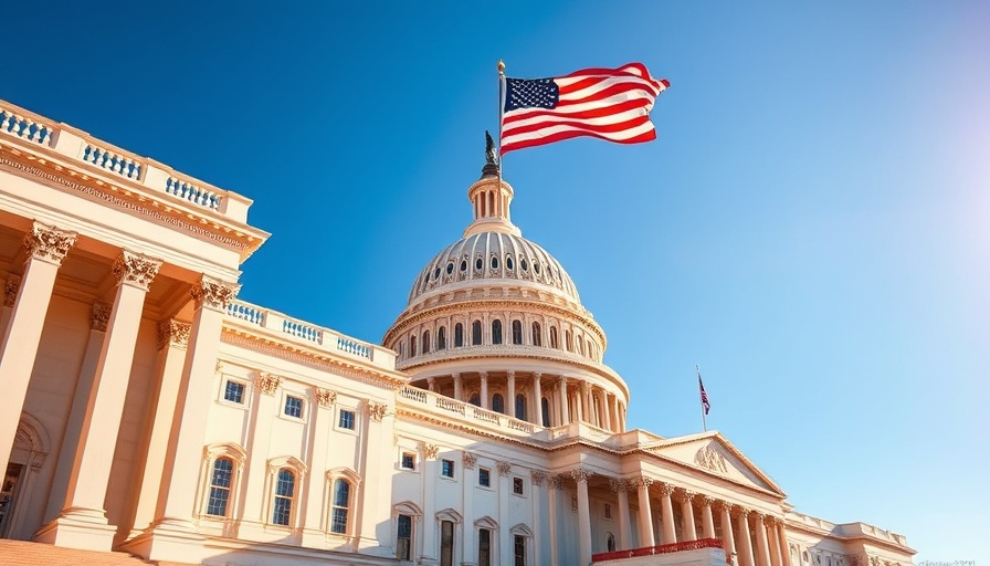 Majestic U.S. Capitol with flag, representing political focus on Trump DOE cuts.