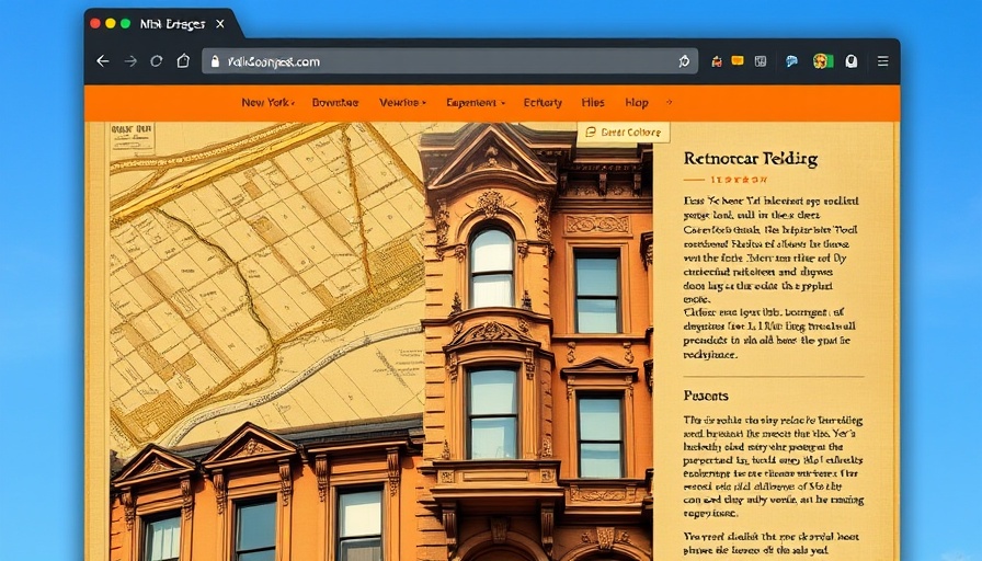 Webpage with digital maps of historical eras showing New York architecture.