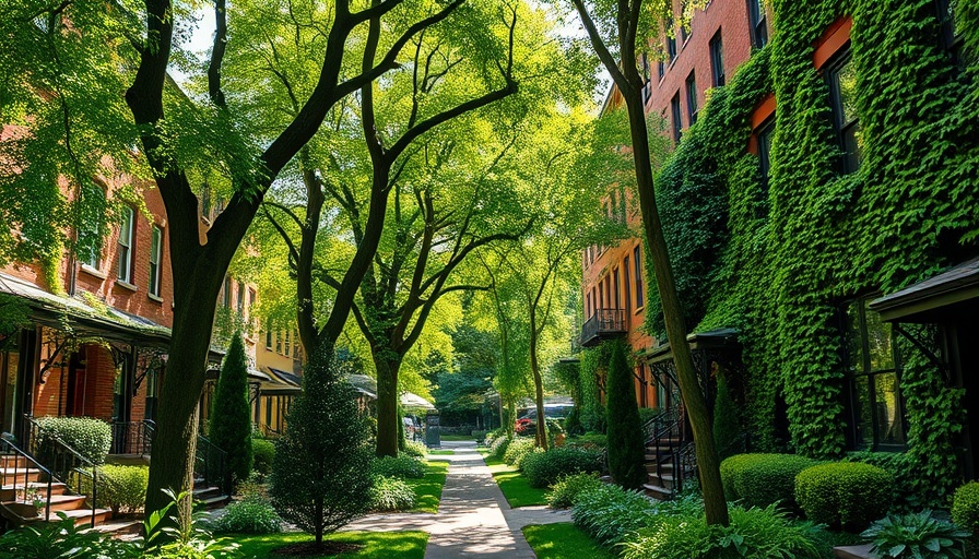 MacDougal-Sullivan Gardens lush greenery and historic townhouses.