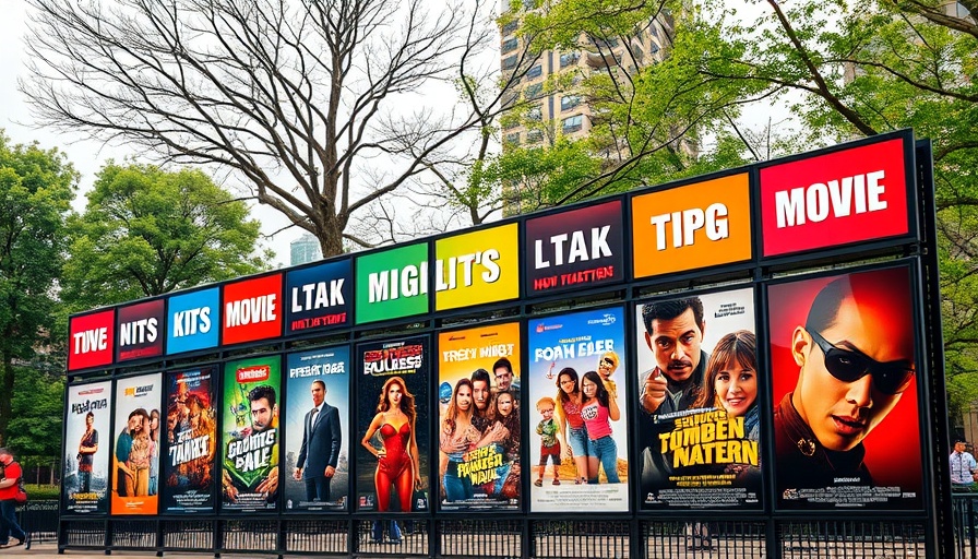Vibrant poster promoting movie nights at Bella Abzug Park.