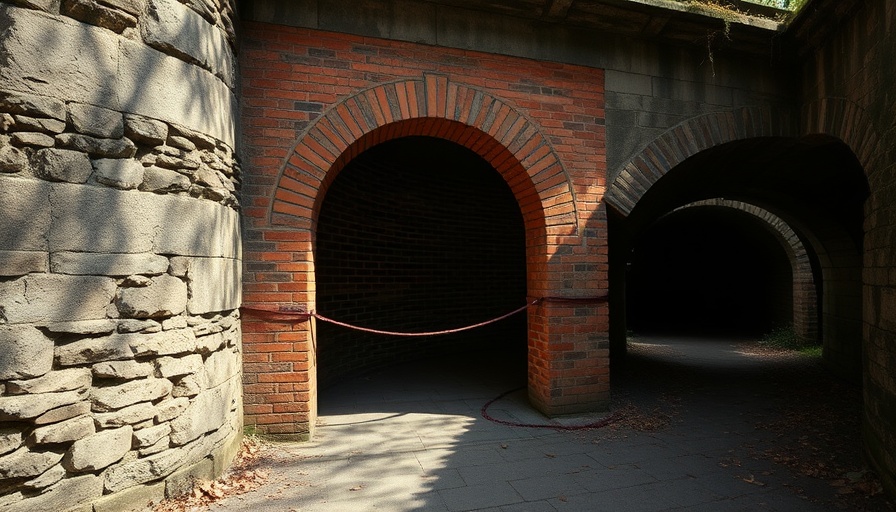 Central Park blocked-off entryway with brick arch and tunnel.