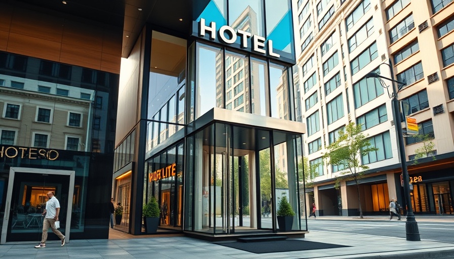 Modern hotel entrance in New York City.