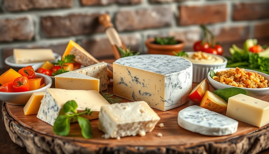 Fromager d’Affinois cheese platter with vegetables and dishes in upscale setting.