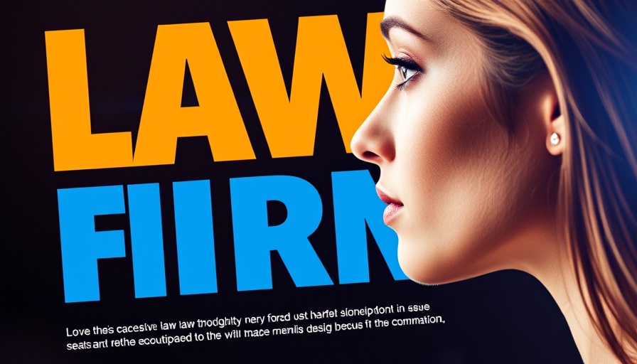 Colorful legal services ad with diverse typography and branding.