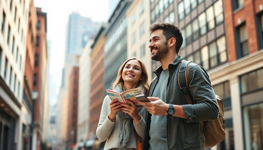 Self-guided audio tour of Harlem; couple exploring city streets.