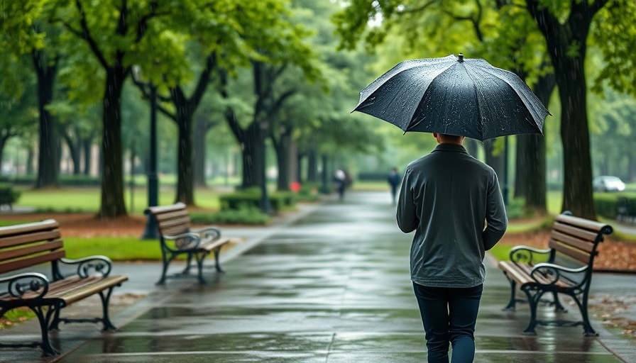 Rainy Central Park scene emphasizing E-Bike Safety