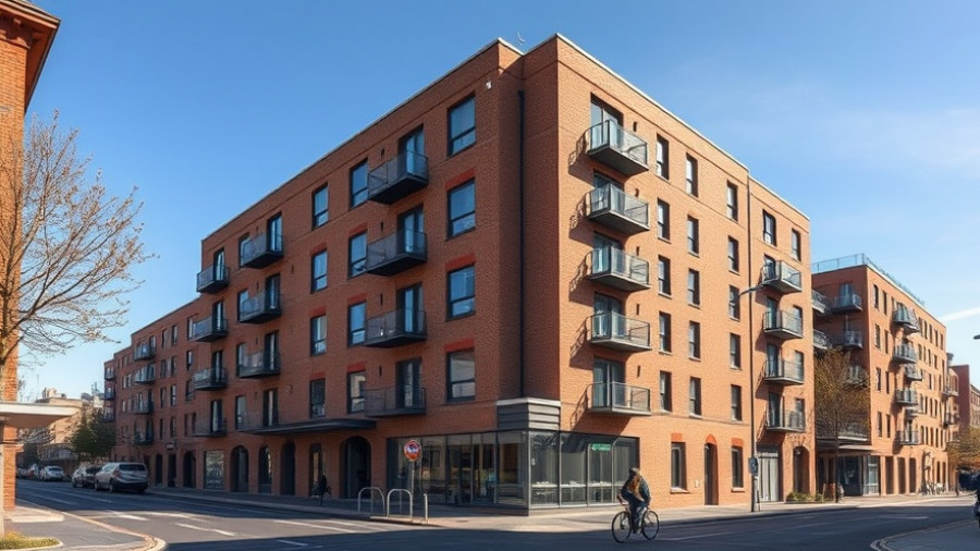 RIBA Stirling Prize 2025 building on urban street with cyclist.