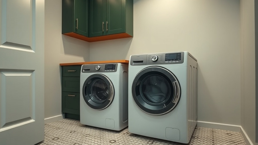Modern laundry room with washer and dryer, popular design.