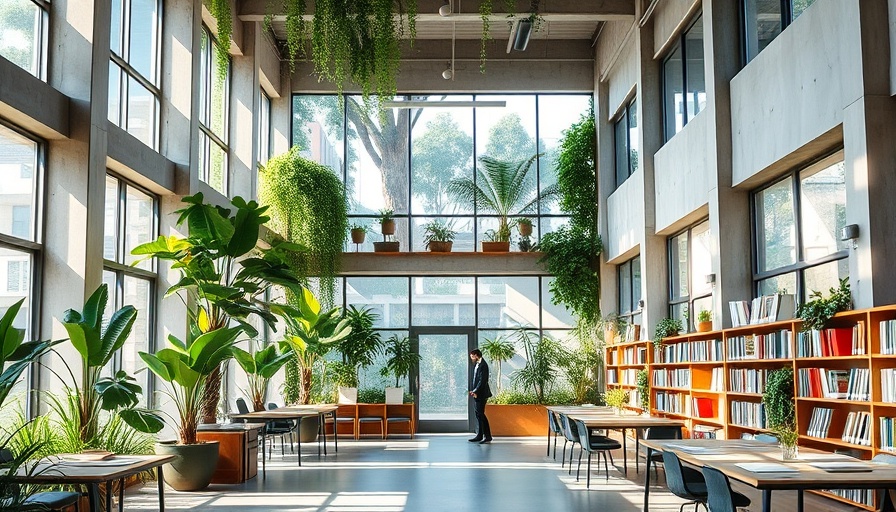 Modern architectural office in Tennessee with lush indoor greenery