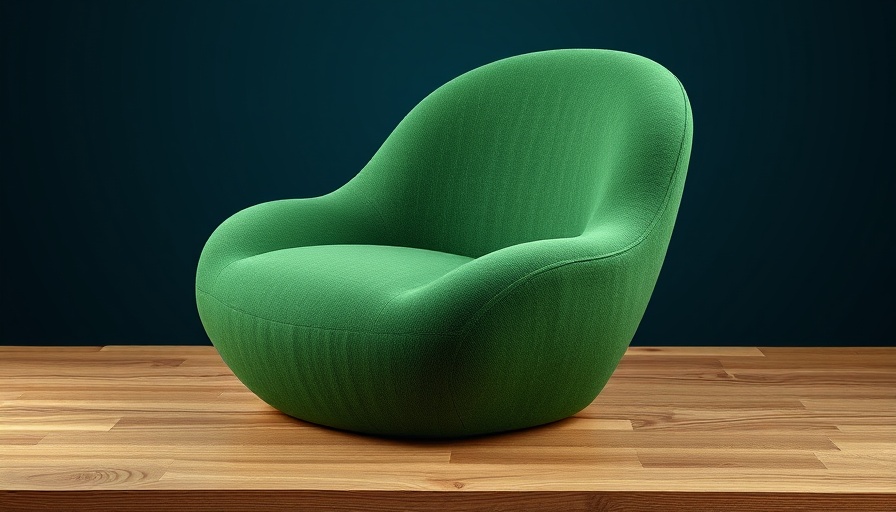 Unique abstract chair design against blue background.