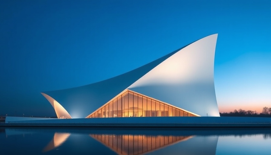 Contemporary architectural design with sleek surfaces and reflections
