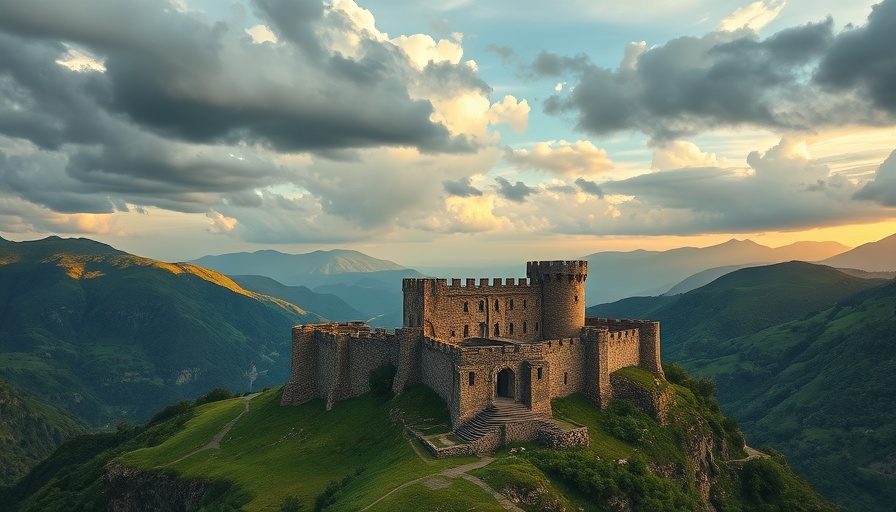 Unique Airbnbs Around the World: Stone castle on hilltop surrounded by mountains.