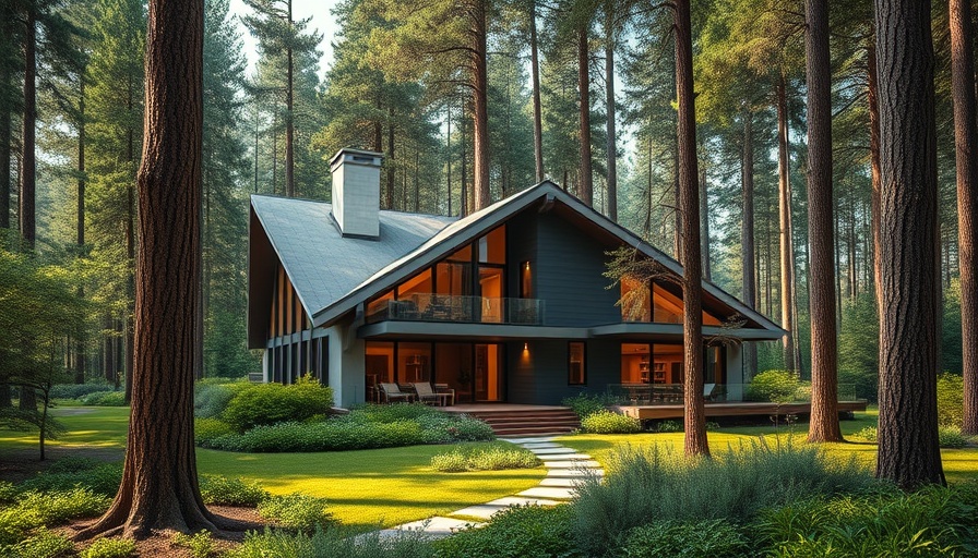 Frank Lloyd Wright rental surrounded by lush forest and greenery