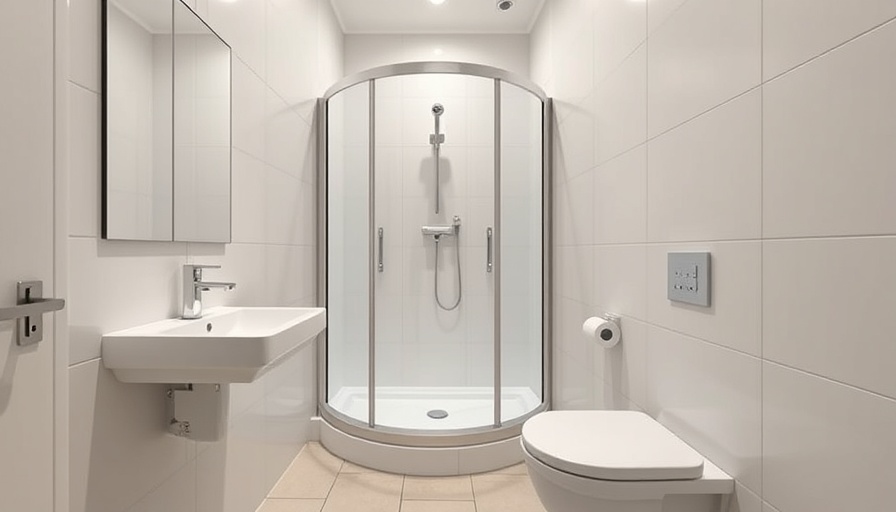Modern wet-room bathroom design with shower and toilet.