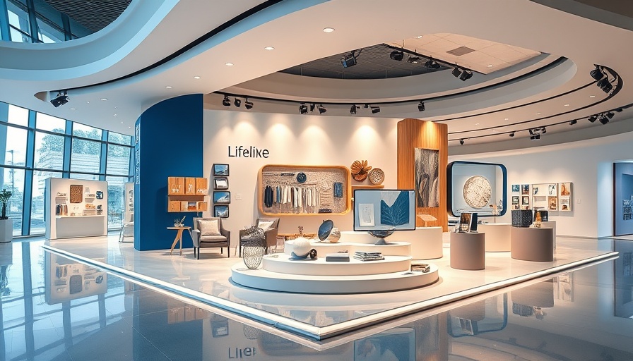Contemporary design materials in sleek architectural exhibition setting.