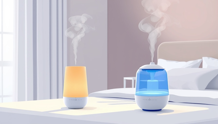 Modern humidifiers for allergy relief in stylish bedroom settings.