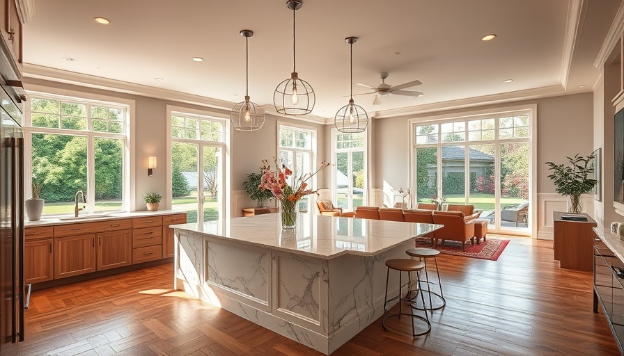 Elegant open-concept kitchen and living room, with modern remodeling styles for homeowners.