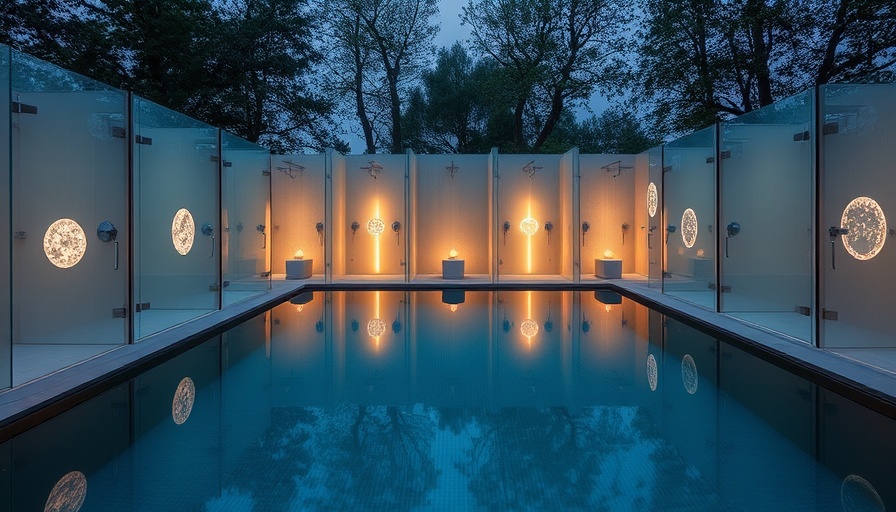 6:AM installs glass objects among shower stalls in Milan pool house
