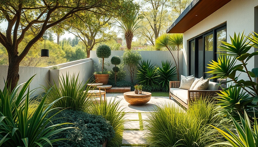 Modern garden with patio reflecting gardening trends 2025.