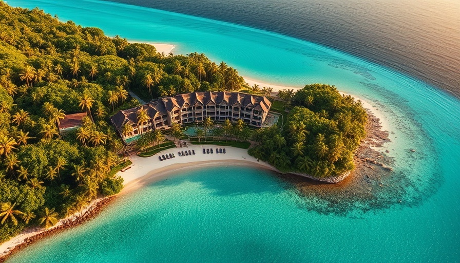 Aerial view of a tropical resort in Tulum with beach and jungle