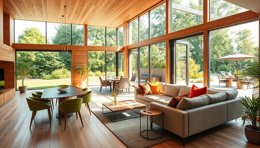 Modern living and dining area with spring upgrades, open to garden.