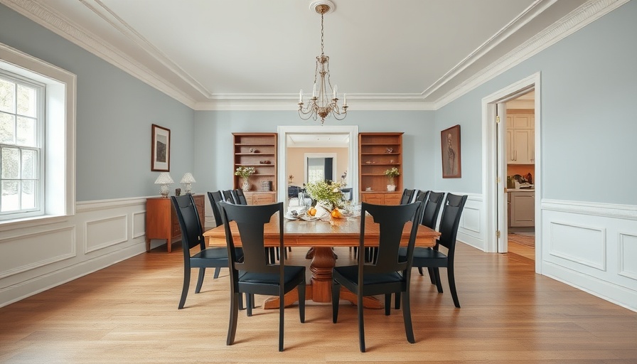 Dining room setup with wooden table and chairs, great for kitchen remodeling trends inspiration.