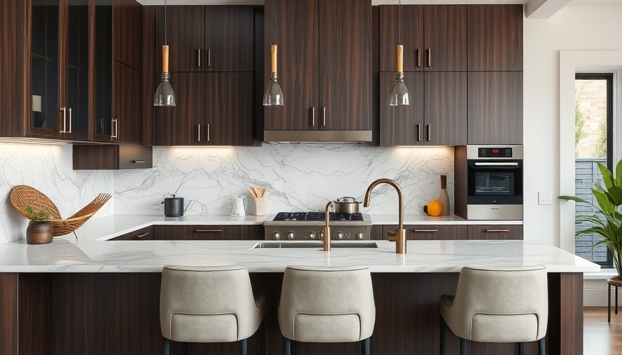 Stunning Slab Backsplash Ideas in a modern kitchen with marble details.