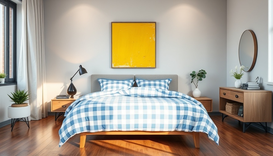 Best Gingham Bedding in a stylish modern bedroom.