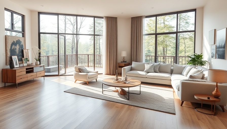 Modern living room showcasing flooring trends 2025 with natural light.