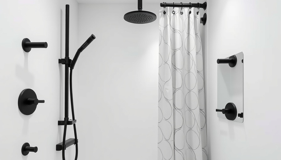 Modern compact shower with black fixtures in a fresh bathroom.