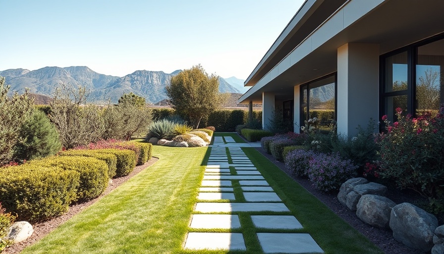 Modern garden path materials with sleek stone slabs leading from a house.
