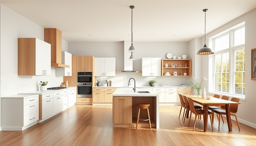 Modern spacious kitchen designed for entertaining, featuring stylish cabinetry.