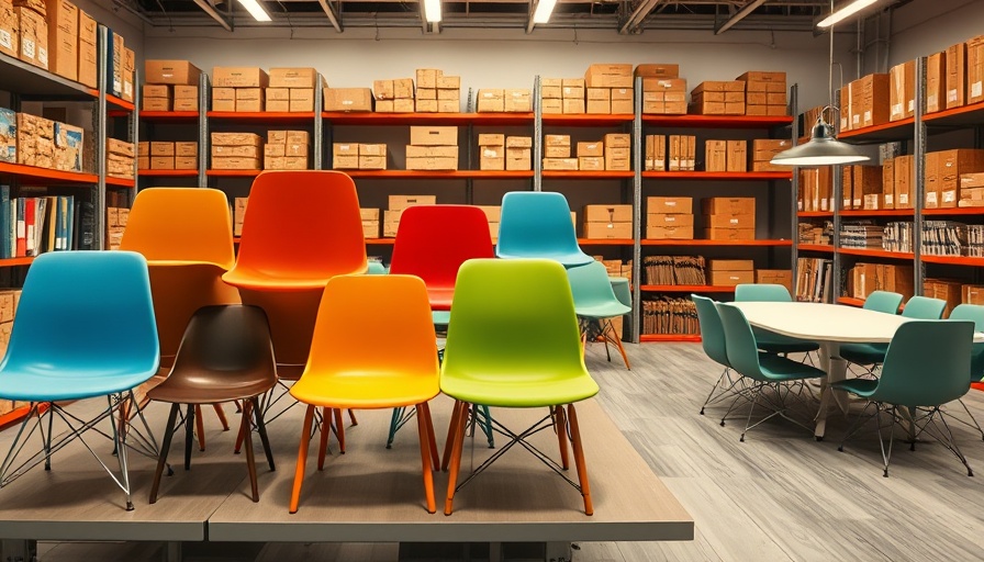 Vibrant modern furniture in organized MillerKnoll Archives.