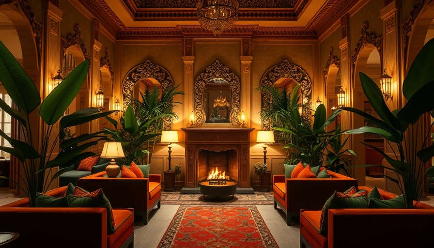 Moroccan-style hotel lounge with plush seating and decor.