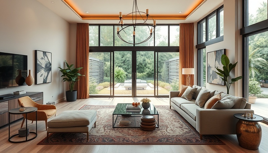 Modern living room with stylish decor and elegant design showcasing emerging home design ideas 2025.