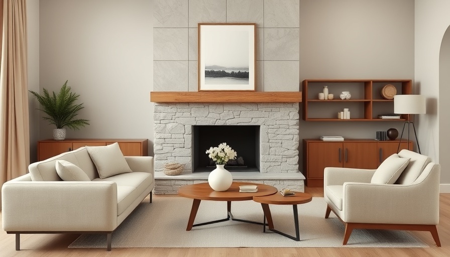 Modern living room showcasing Furniture Trends 2025 with beige sofa and elegant decor.