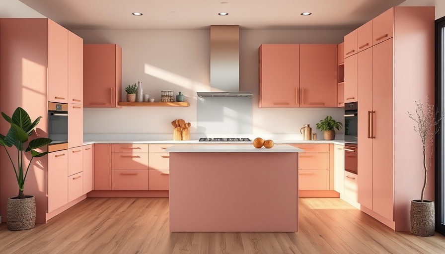 Kitchen transformation with earthy pink design, modern decor and cozy vibe.
