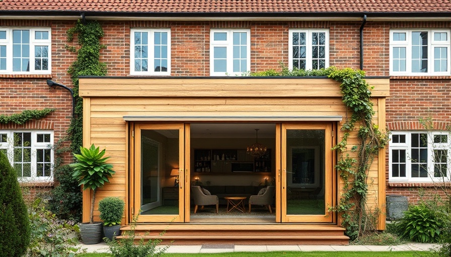 Thornbury House extension with plants and patio.