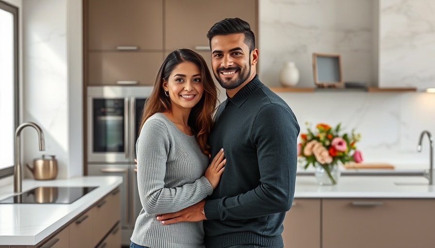 Modern couple in kitchen, South American Art Meets Ukrainian Interiors style.