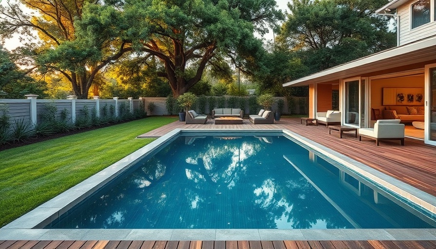 Luxurious backyard pool and patio as an outdoor family oasis.