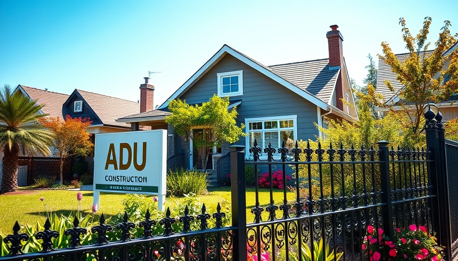 ADU specialist construction company sign in front of house.