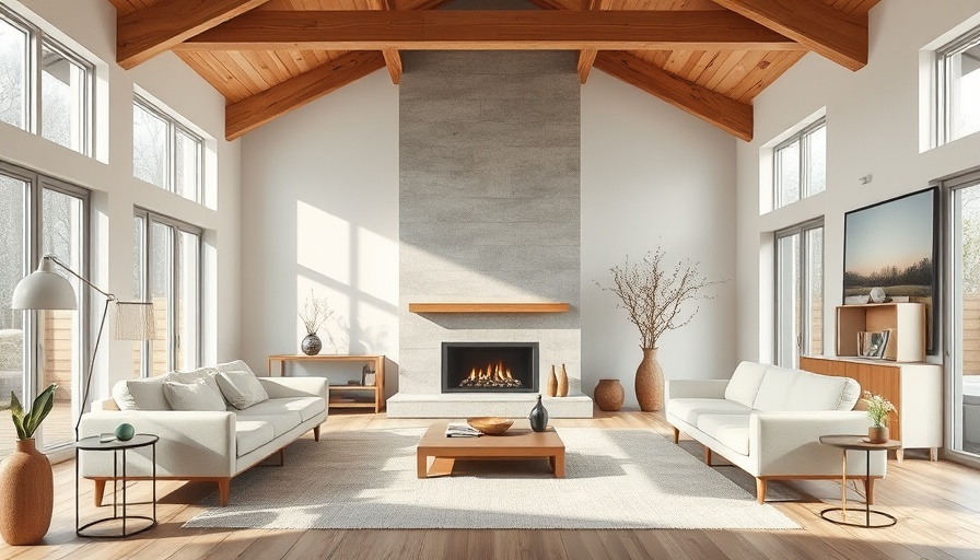 Modern living room design with fireplace centerpiece and neutral decor, showcasing common decorating mistakes to avoid.